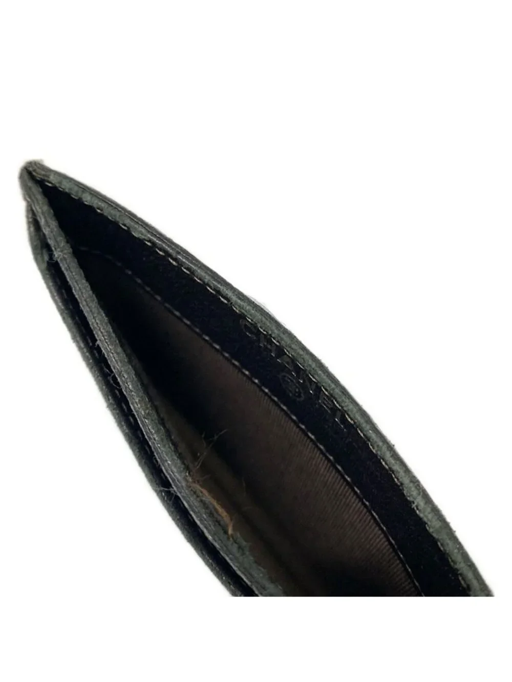 Chanel Card Case Quilted Black Silver Lambskin
